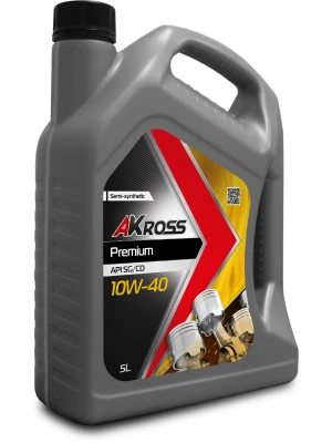 Полусинтетическое моторное масло AKross Premium 10W-40 SG/CD 5 л (бензин)