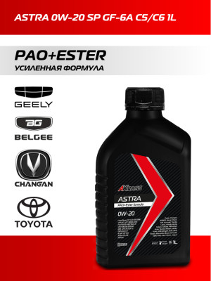 Синтетическое моторное масло AKross Astra 0W-20 SP GF-6A C5/C6 PAO+Ester formula 1 л
